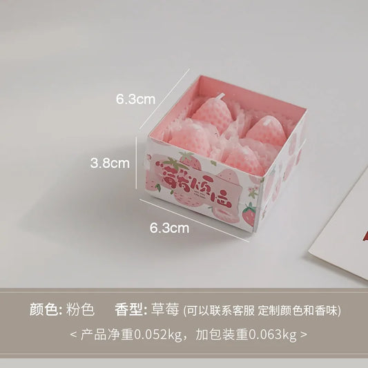 1 Set Strawberry Scented Aromatic Candles Guest Gift Decorative Scented Candles Fruit Food Candles Boxes