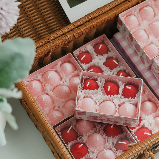 1 Set Strawberry Scented Aromatic Candles Guest Gift Decorative Scented Candles Fruit Food Candles Boxes